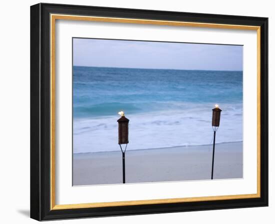 Torches on Beach, Grace Bay, Providenciales, Turks and Caicos-Demetrio Carrasco-Framed Photographic Print