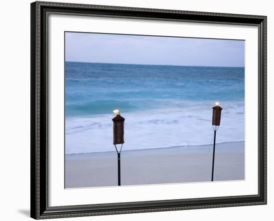 Torches on Beach, Grace Bay, Providenciales, Turks and Caicos-Demetrio Carrasco-Framed Photographic Print