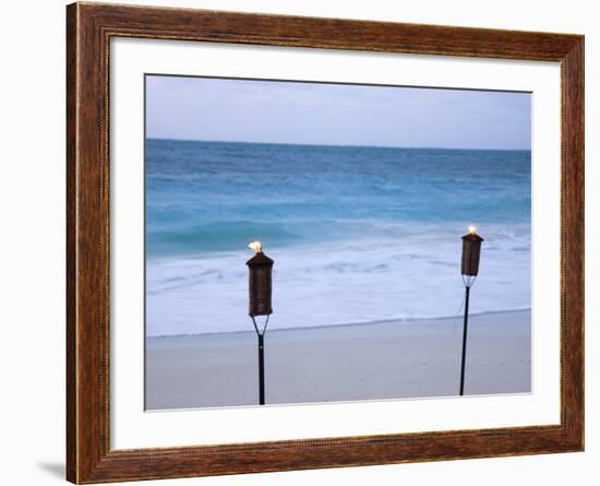 Torches on Beach, Grace Bay, Providenciales, Turks and Caicos-Demetrio Carrasco-Framed Photographic Print