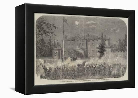 Torchlight Demonstration of Firemen at Fredericton, New Brunswick-null-Framed Premier Image Canvas