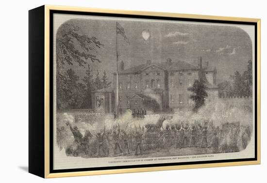 Torchlight Demonstration of Firemen at Fredericton, New Brunswick-null-Framed Premier Image Canvas