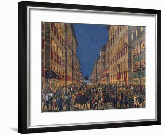 Torchlight Procession in Via Del Corso in Rome, Full Colour Print, Italy, 18th Century-null-Framed Giclee Print