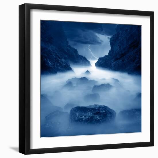 Tormenta en ixtapa Blue-Moises Levy-Framed Photographic Print