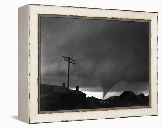 Tornado Moving Past Houses-null-Framed Premier Image Canvas