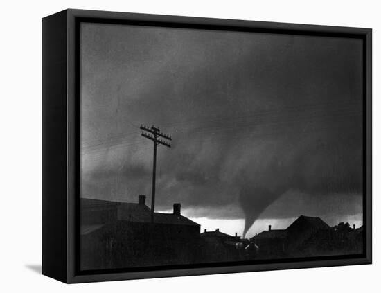 Tornado Moving Past Houses-null-Framed Premier Image Canvas