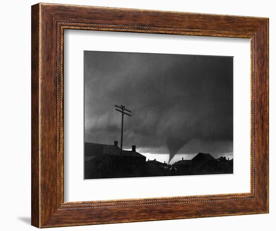 Tornado Moving Past Houses-null-Framed Photographic Print