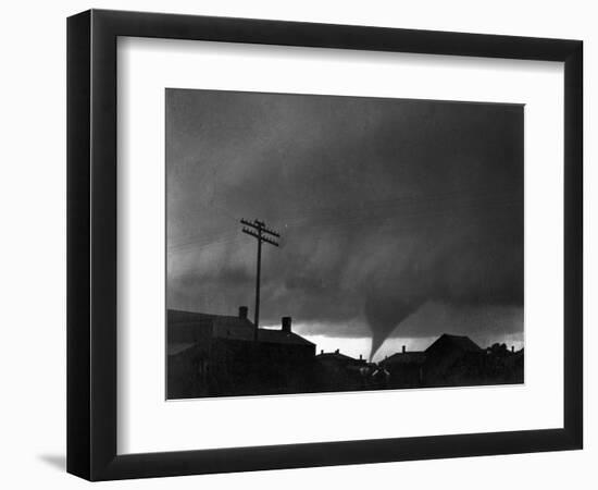 Tornado Moving Past Houses-null-Framed Photographic Print