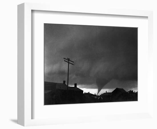 Tornado Moving Past Houses-null-Framed Photographic Print