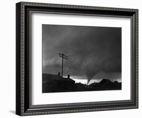 Tornado Moving Past Houses-null-Framed Photographic Print