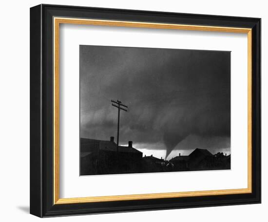 Tornado Moving Past Houses-null-Framed Photographic Print