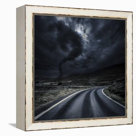 Tornado Near a Winding Road in the Mountains, Crete, Greece-null-Framed Premier Image Canvas