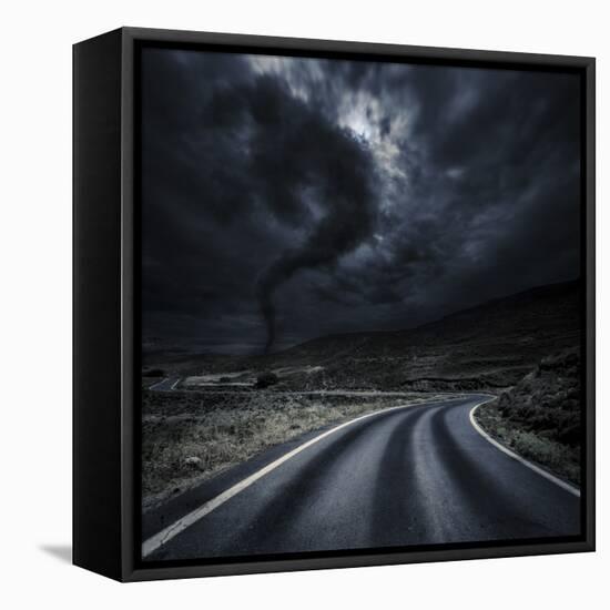 Tornado Near a Winding Road in the Mountains, Crete, Greece-null-Framed Premier Image Canvas