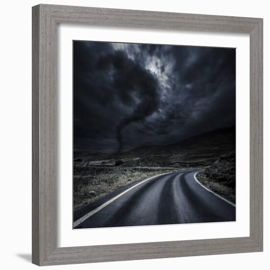 Tornado Near a Winding Road in the Mountains, Crete, Greece-null-Framed Photographic Print