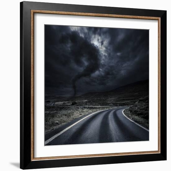 Tornado Near a Winding Road in the Mountains, Crete, Greece-null-Framed Photographic Print