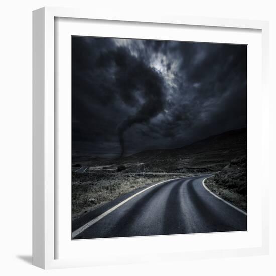 Tornado Near a Winding Road in the Mountains, Crete, Greece-null-Framed Photographic Print