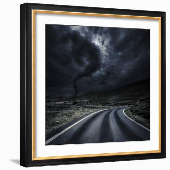 Tornado Near a Winding Road in the Mountains, Crete, Greece-null-Framed Photographic Print