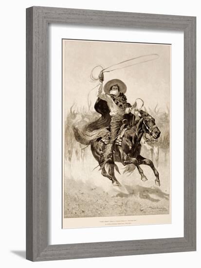 'Toro, Toro!', an Old-Time Californian Vaquero after a Wild Steer (Wood Engraving on Newsprint)-Frederic Remington-Framed Giclee Print