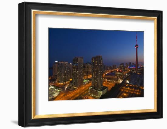 Toronto. City at Dusk with Cn Tower-Mike Grandmaison-Framed Photographic Print