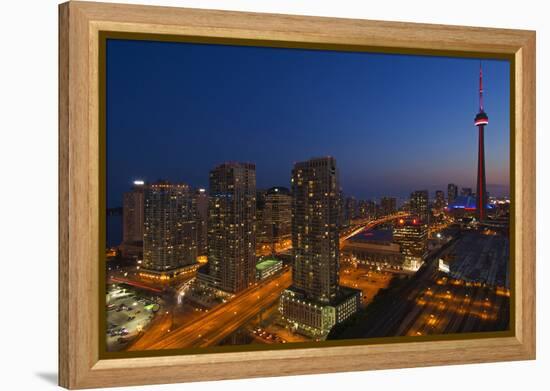 Toronto. City at Dusk with Cn Tower-Mike Grandmaison-Framed Premier Image Canvas