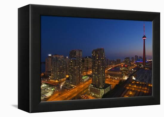 Toronto. City at Dusk with Cn Tower-Mike Grandmaison-Framed Premier Image Canvas