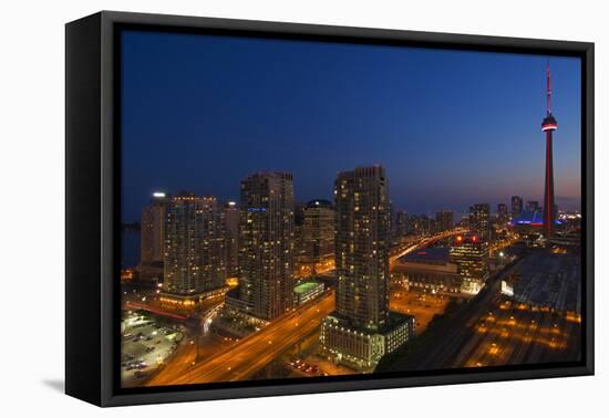 Toronto. City at Dusk with Cn Tower-Mike Grandmaison-Framed Premier Image Canvas