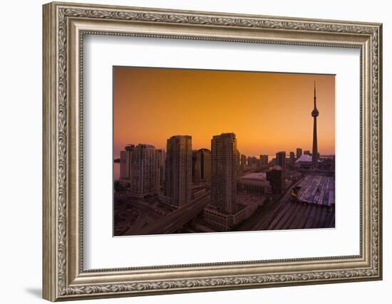 Toronto. City at Dusk with Cn Tower-Mike Grandmaison-Framed Photographic Print