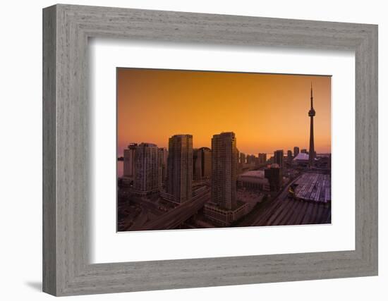 Toronto. City at Dusk with Cn Tower-Mike Grandmaison-Framed Photographic Print