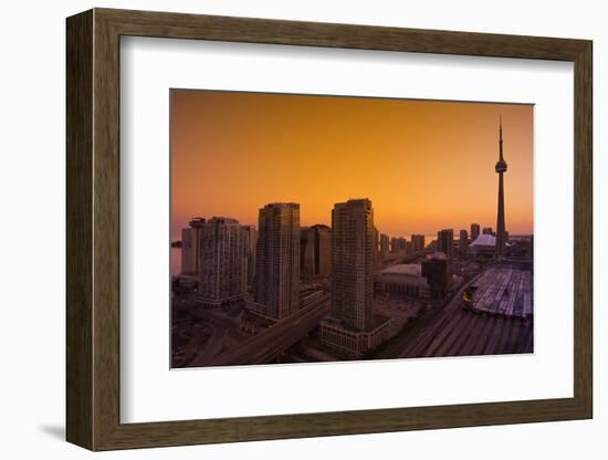 Toronto. City at Dusk with Cn Tower-Mike Grandmaison-Framed Photographic Print