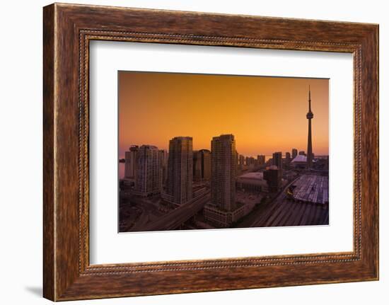 Toronto. City at Dusk with Cn Tower-Mike Grandmaison-Framed Photographic Print