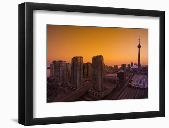 Toronto. City at Dusk with Cn Tower-Mike Grandmaison-Framed Photographic Print