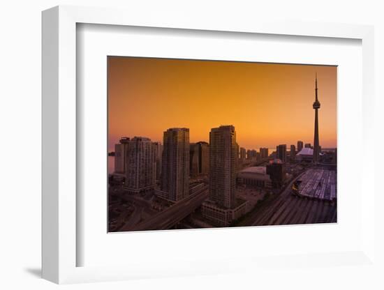 Toronto. City at Dusk with Cn Tower-Mike Grandmaison-Framed Photographic Print