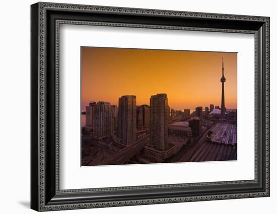 Toronto. City at Dusk with Cn Tower-Mike Grandmaison-Framed Photographic Print