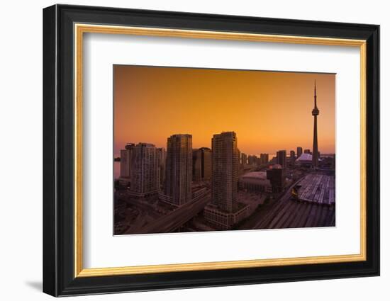 Toronto. City at Dusk with Cn Tower-Mike Grandmaison-Framed Photographic Print