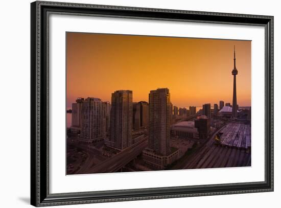 Toronto. City at Dusk with Cn Tower-Mike Grandmaison-Framed Photographic Print