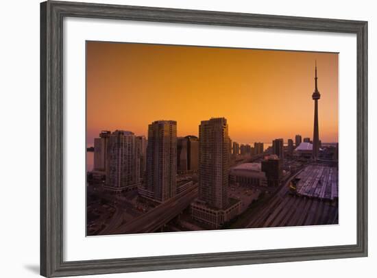 Toronto. City at Dusk with Cn Tower-Mike Grandmaison-Framed Photographic Print