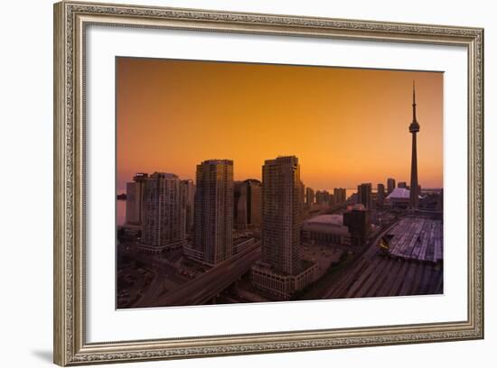 Toronto. City at Dusk with Cn Tower-Mike Grandmaison-Framed Photographic Print