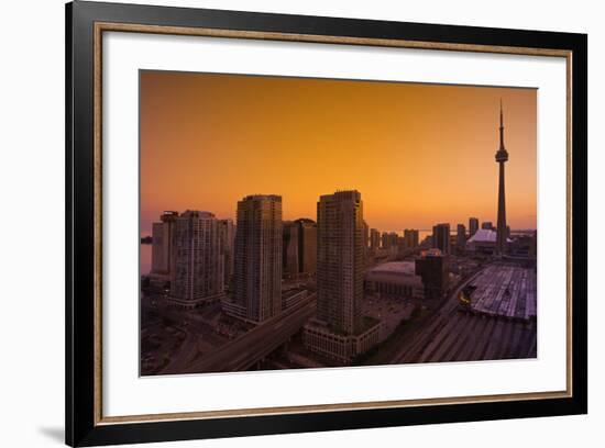 Toronto. City at Dusk with Cn Tower-Mike Grandmaison-Framed Photographic Print