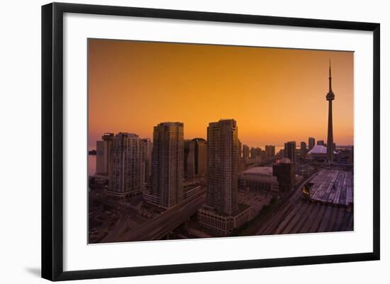 Toronto. City at Dusk with Cn Tower-Mike Grandmaison-Framed Photographic Print