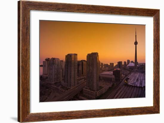 Toronto. City at Dusk with Cn Tower-Mike Grandmaison-Framed Photographic Print