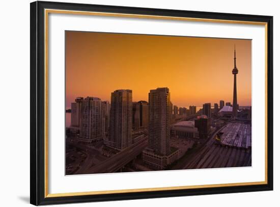 Toronto. City at Dusk with Cn Tower-Mike Grandmaison-Framed Photographic Print