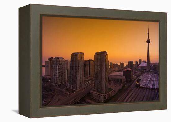 Toronto. City at Dusk with Cn Tower-Mike Grandmaison-Framed Premier Image Canvas