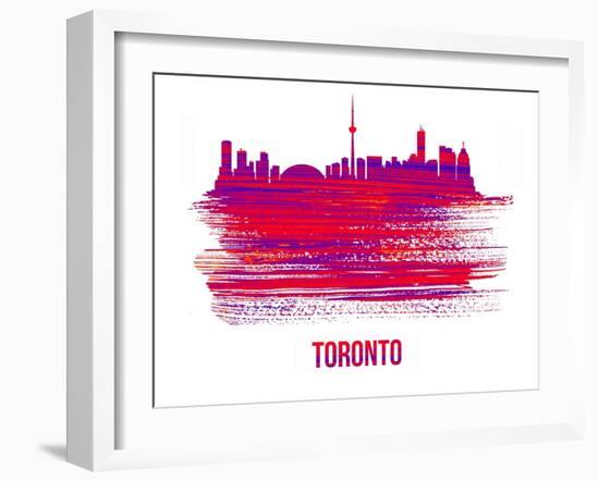 Toronto Skyline Brush Stroke - Red-NaxArt-Framed Art Print