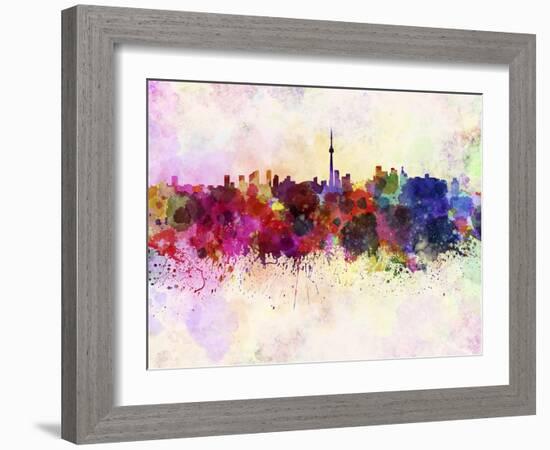 Toronto Skyline in Watercolor Background-paulrommer-Framed Art Print