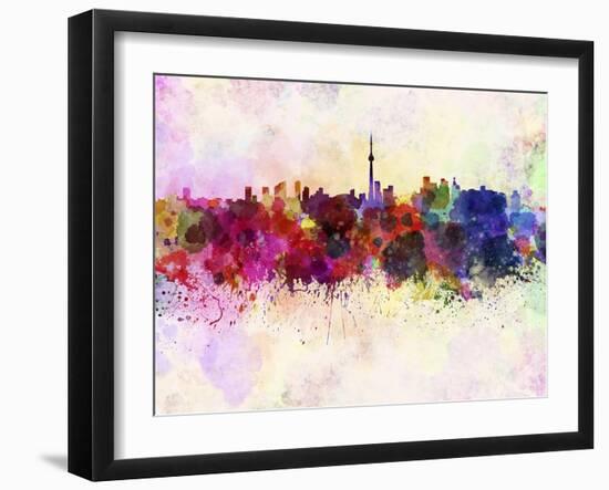 Toronto Skyline in Watercolor Background-paulrommer-Framed Art Print