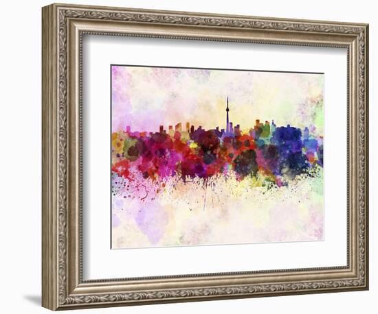 Toronto Skyline in Watercolor Background-paulrommer-Framed Art Print