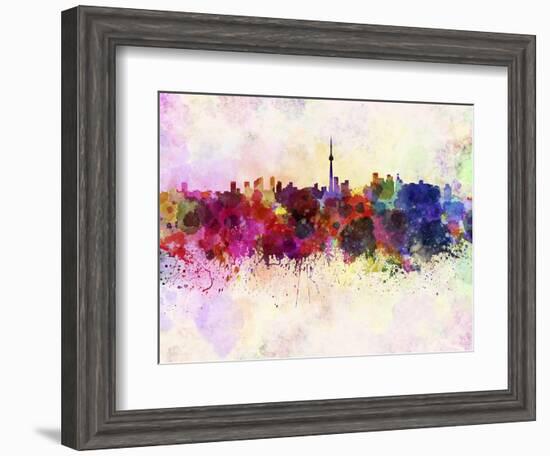 Toronto Skyline in Watercolor Background-paulrommer-Framed Art Print