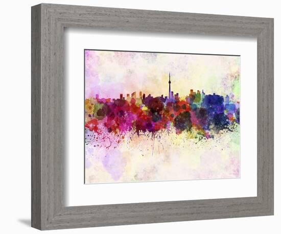 Toronto Skyline in Watercolor Background-paulrommer-Framed Art Print