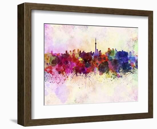 Toronto Skyline in Watercolor Background-paulrommer-Framed Art Print