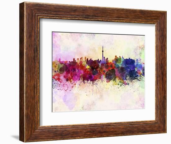 Toronto Skyline in Watercolor Background-paulrommer-Framed Art Print