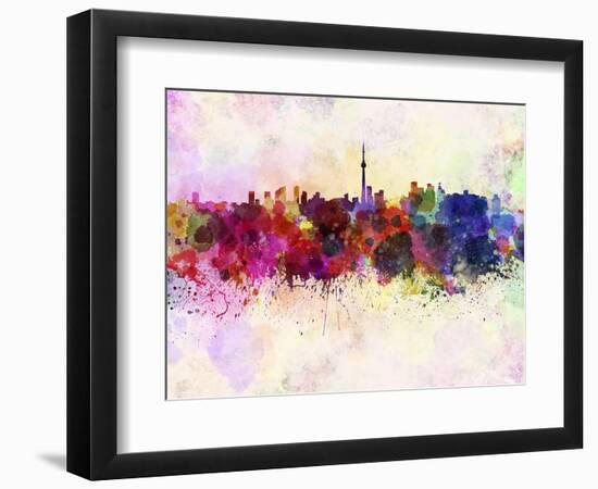 Toronto Skyline in Watercolor Background-paulrommer-Framed Art Print